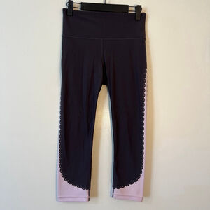 Athleta Scallop Trim Leggings Mauve & Blush Pink Size S (b1)